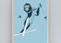 Plakat Małpa na łyżwach 